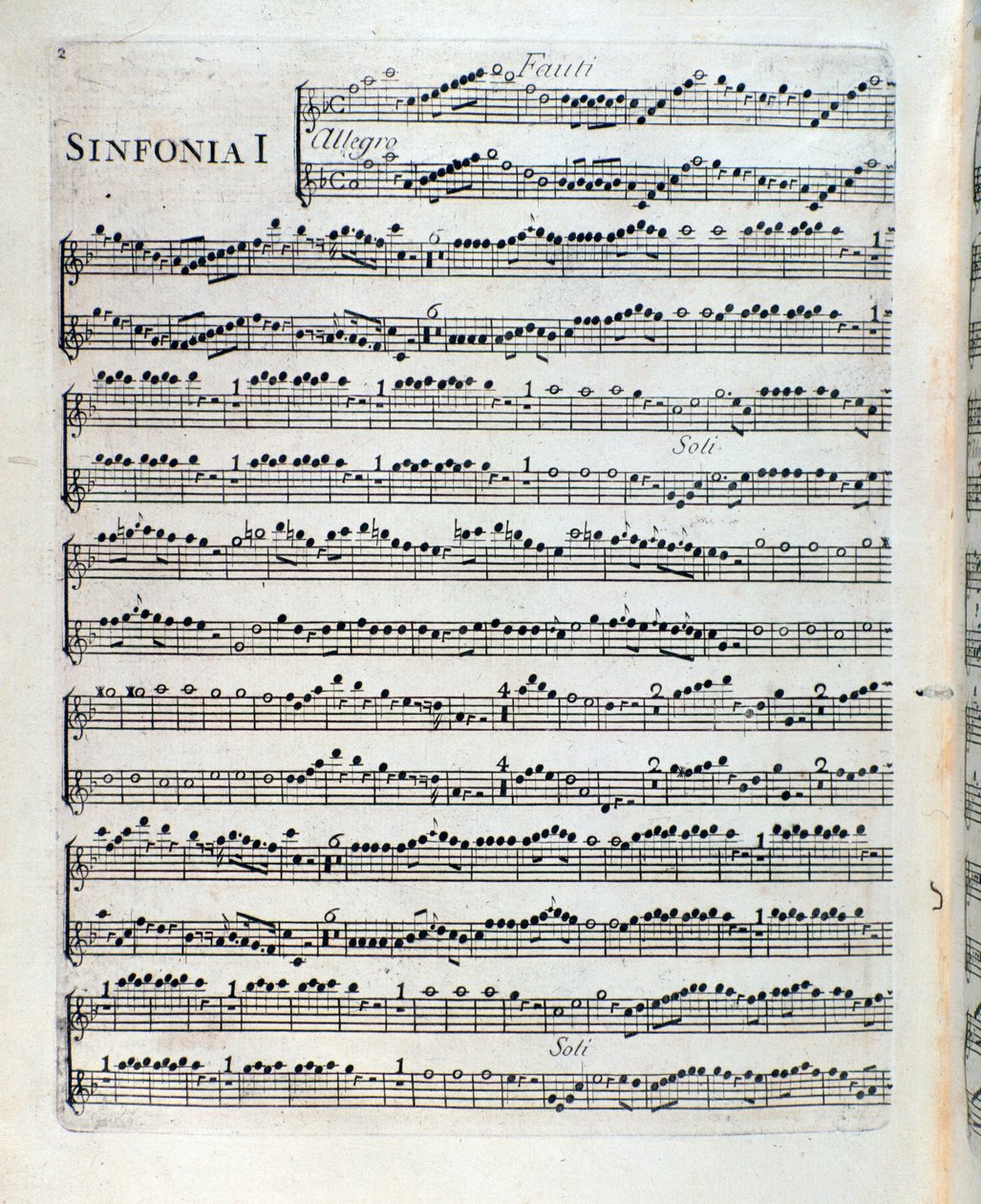 Partitura para flauta en la primera sinfonía de Sei sinfonie a piu strumenti op. 5 de François Joseph Gossec de Unknown artist