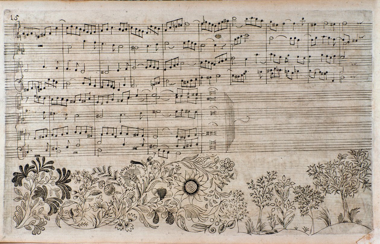Partitura de El arte de la fuga, final del contrapunto 5, por Johann Sebastian Bach de Unknown artist