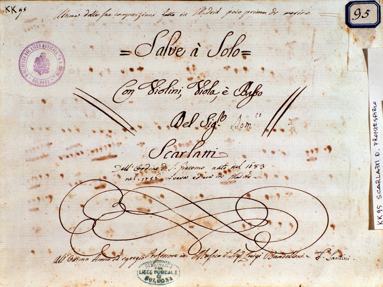 Página de partitura de Salve Regina de Domenico Scarlatti de Unknown artist