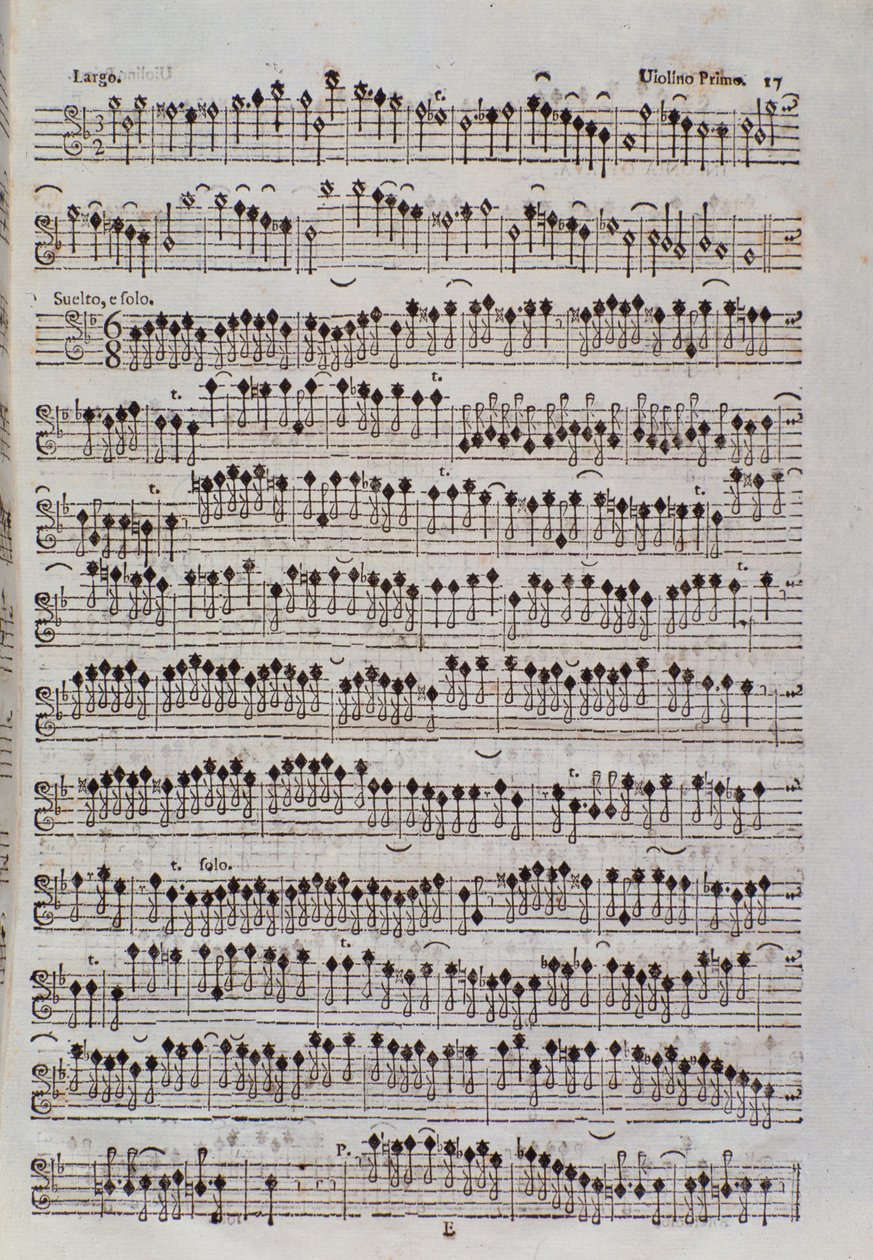 Página de partitura para violín en Sinfonia da chiesa e due violini de Francesco Manfredini de Unknown artist