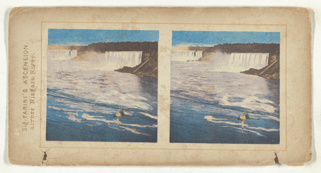 Sig. Ascensión de Farini, a través del río Niágara. de Unknown artist