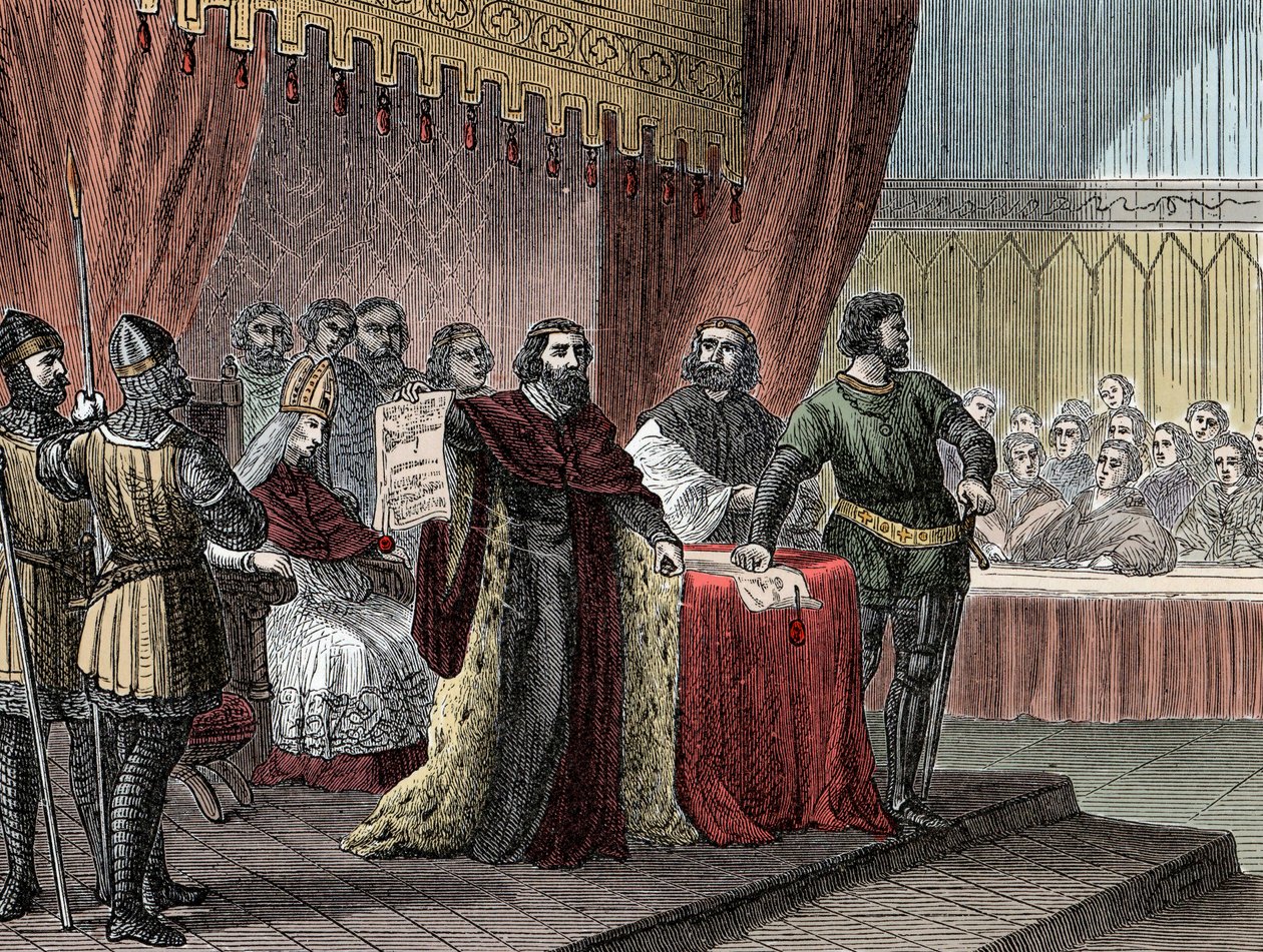 Firma de la Gran Carta por el Rey Juan Sin Tierra (1167-1216) (Magna Carta) en Runnymede el 15 de junio de 1215 de Unknown artist