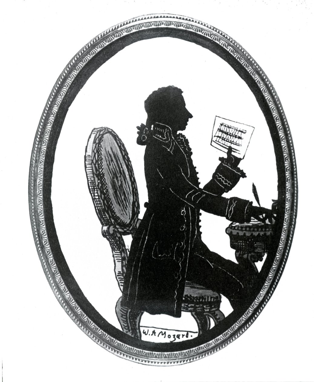Silueta del compositor Wolfgang Amadeus Mozart (1756 - 1791). de Unknown artist