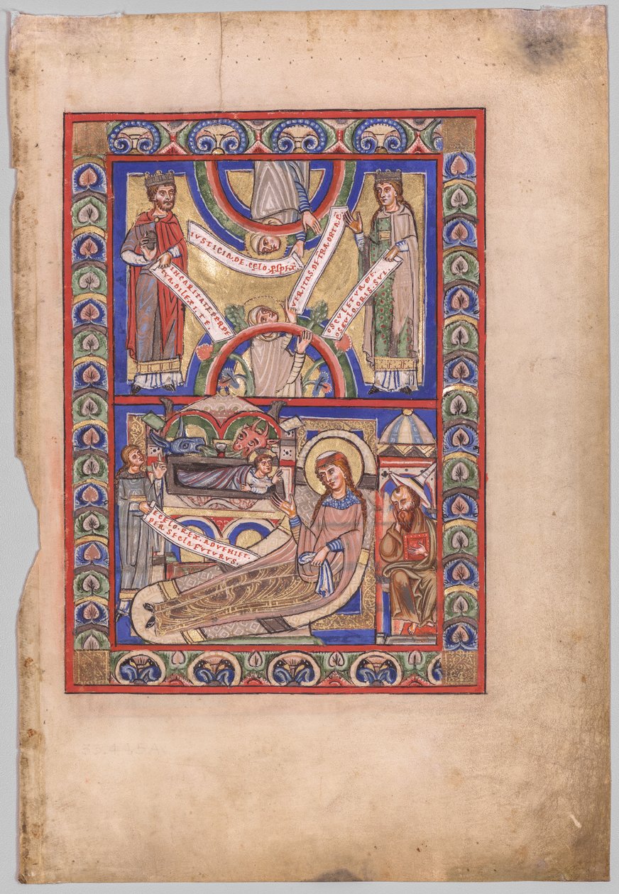 Hoja única extraída de un libro de evangelios: La Natividad (recto) de Unknown artist