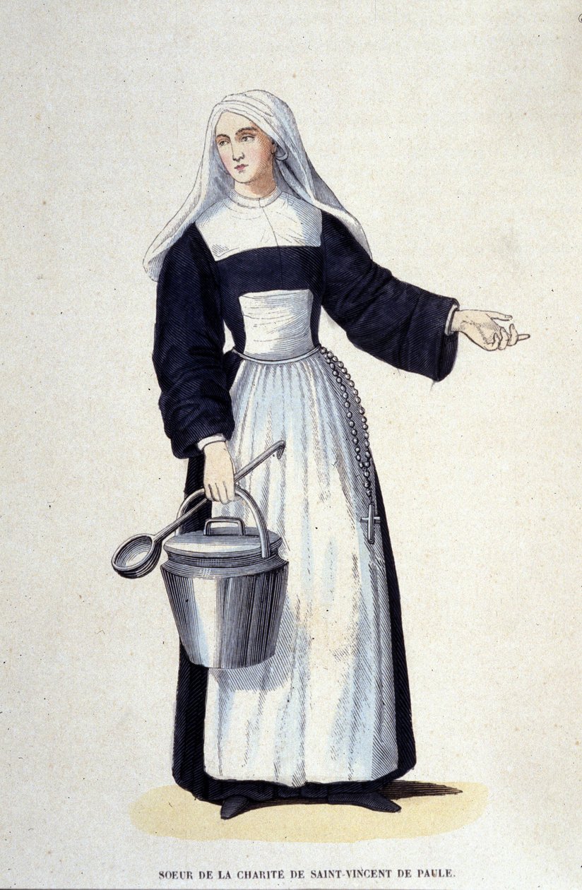 Hermana de la Caridad de San Vicente de Paúl. Grabado de un álbum sobre órdenes religiosas, París de Unknown artist