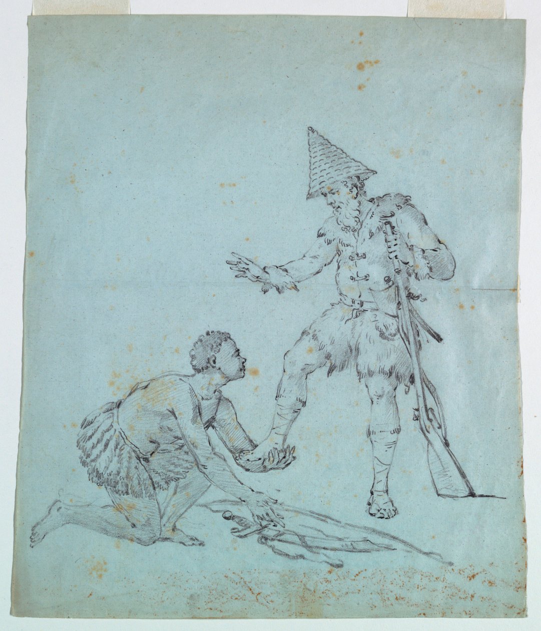 Boceto para una impresión de algodón: Robinson Crusoe de Unknown artist