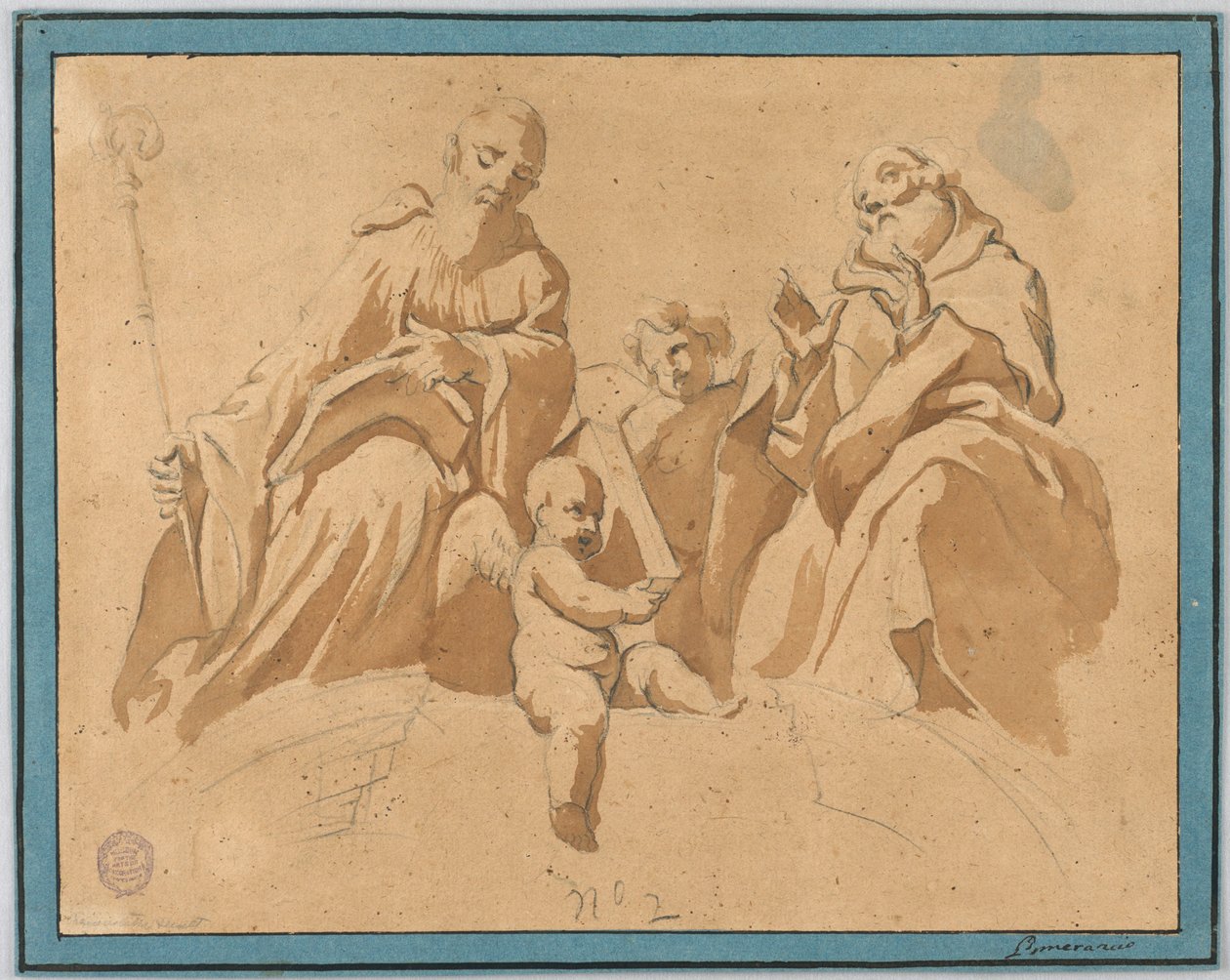 Boceto para una pintura mural: Dos monjes santos de Unknown artist