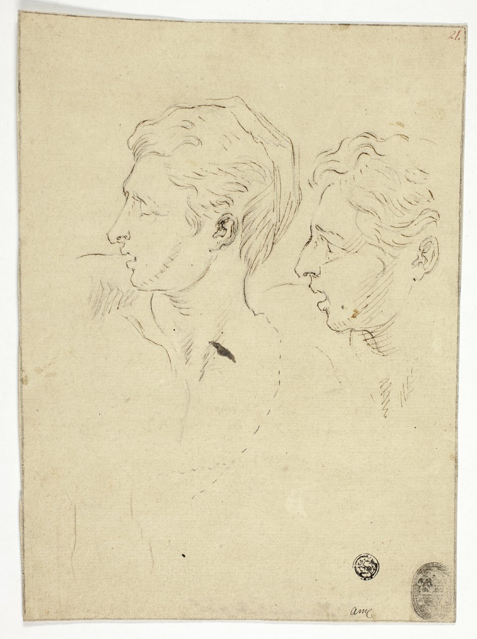 Boceto de Dos Hombres Girando a la Izquierda de Unknown artist