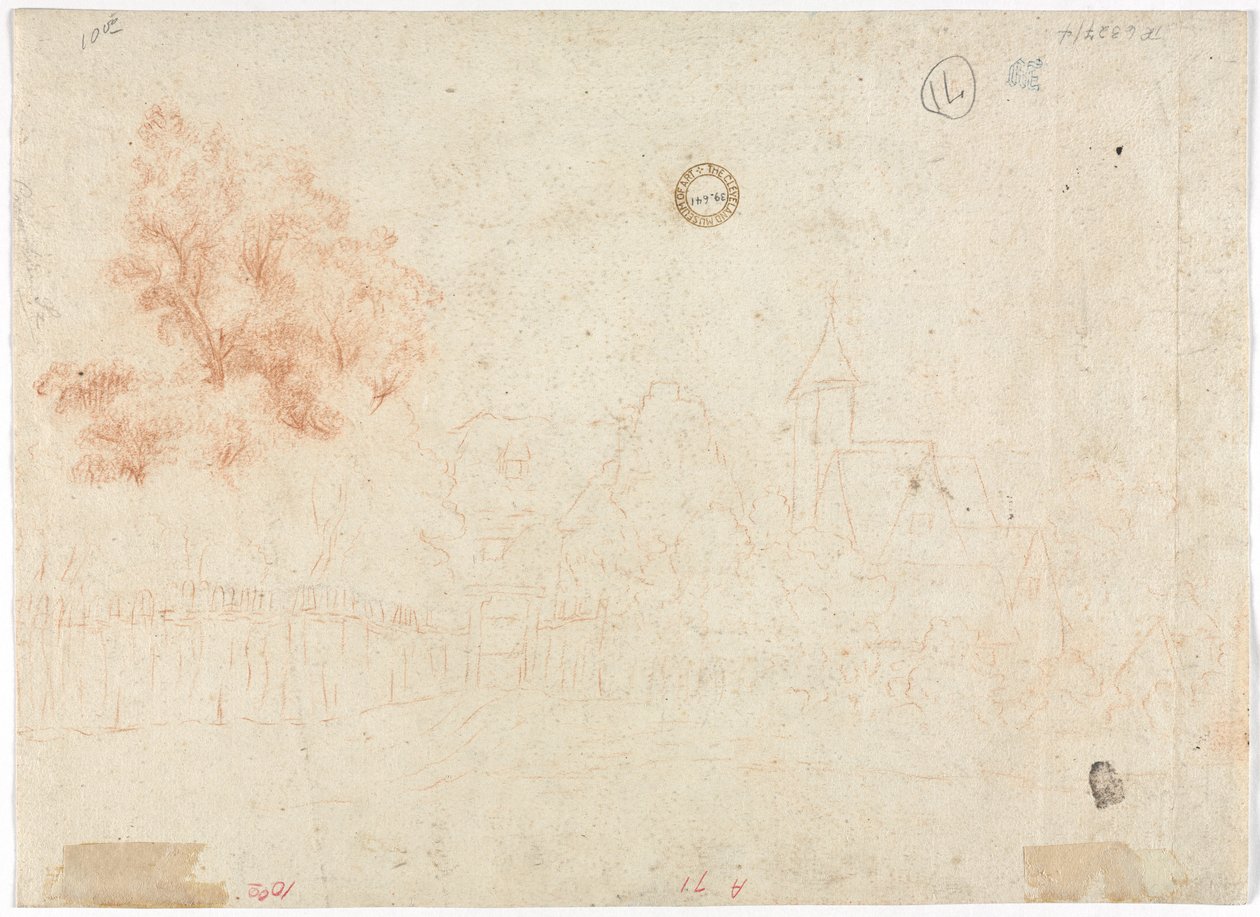 Boceto de un pueblo (reverso) de Unknown artist