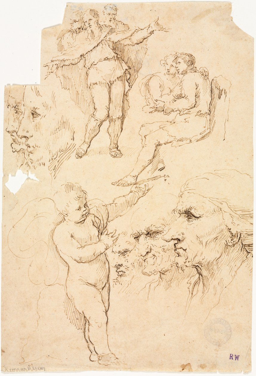 Bocetos de cabezas y figuras de Unknown artist