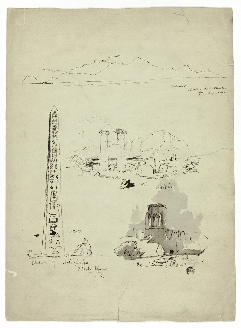 Bocetos de Patmos, Sardis, Obelisco de Heliópolis de Unknown artist