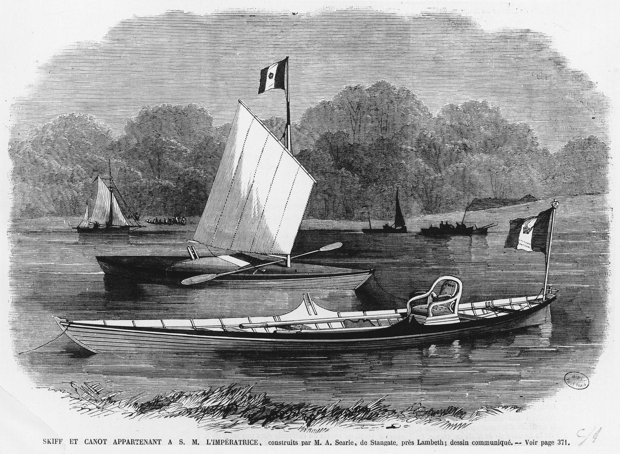 Bote y canoa junto a la emperatriz, construidos por M.A. Searle de Stangate, cerca de Lambeth de Unknown artist