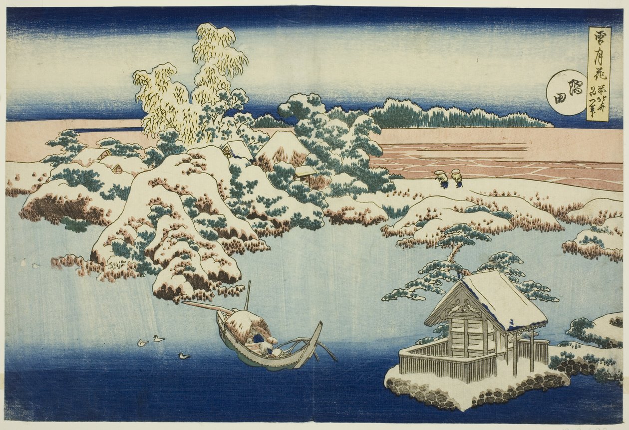 Nieve en el río Sumida, de la serie Nieve, luna y flores de Unknown artist