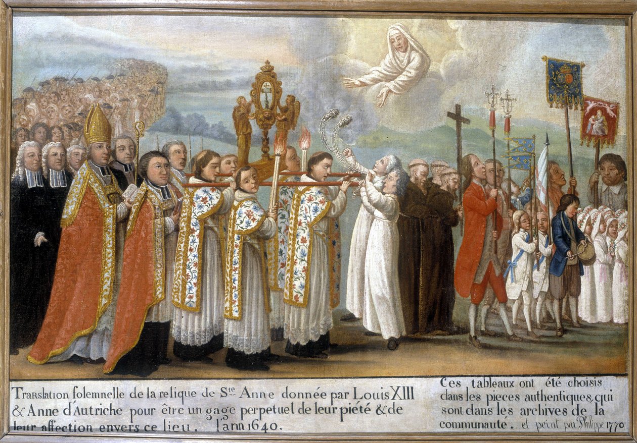 Traslado solemne de la reliquia de Santa Ana dada por Luis XIII y Ana de Austria como prenda perpetua de su piedad y afecto hacia este lugar, en el año 1640 - Ex-Voto de Sainte-Anne d