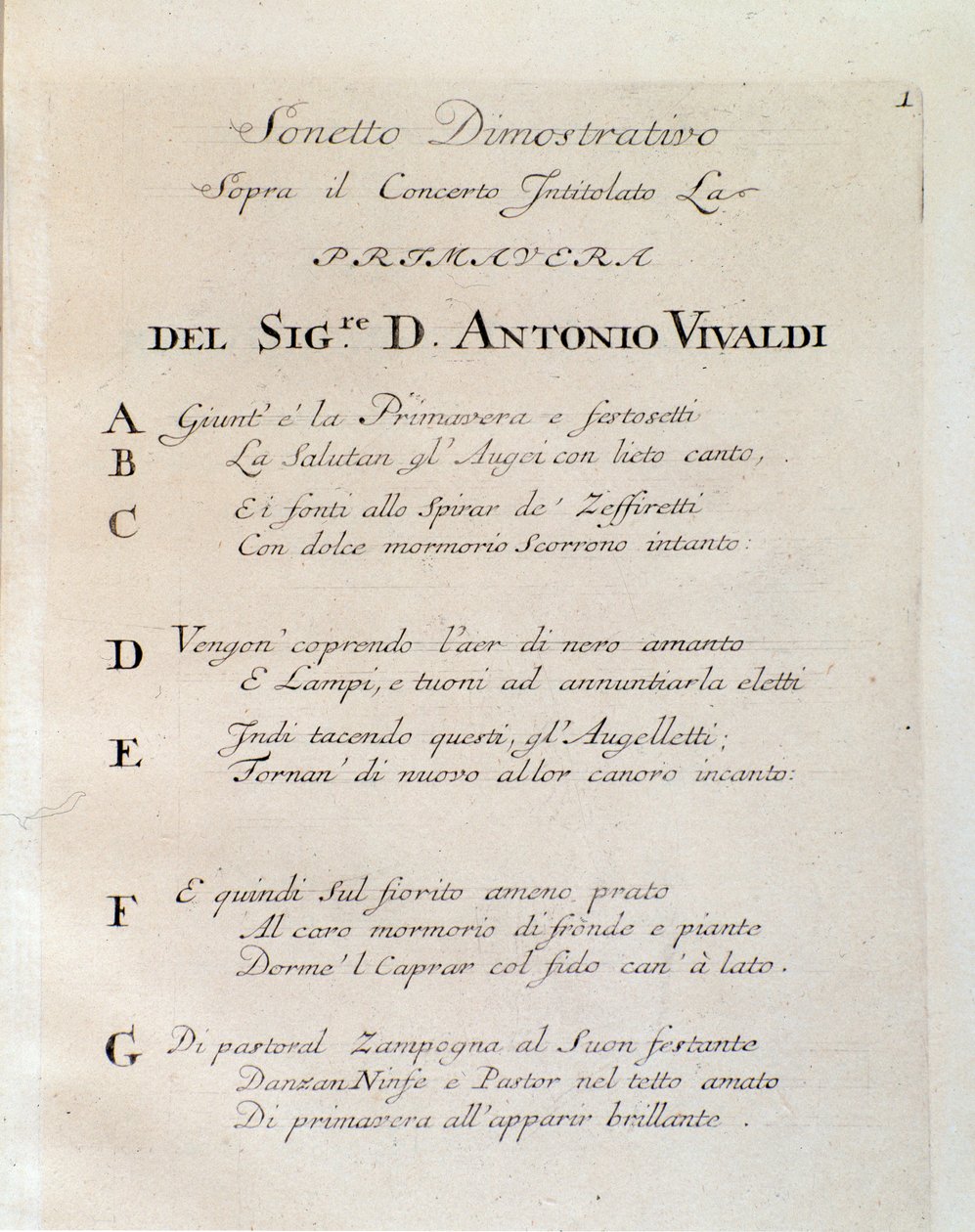 Soneto al comienzo de la Primavera (La primavera) concierto en Il cimento dell