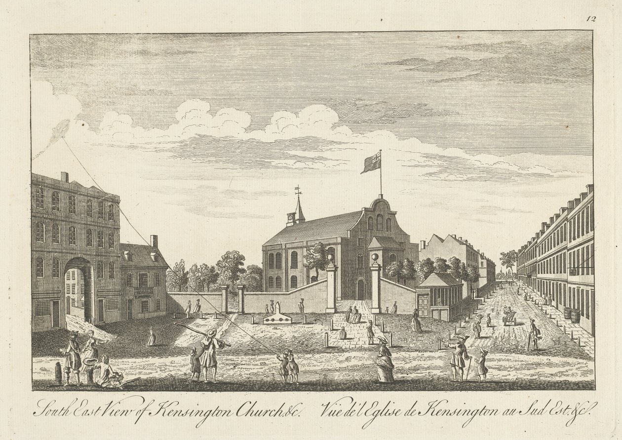 Vista sureste de la iglesia de Kensington de Unknown artist