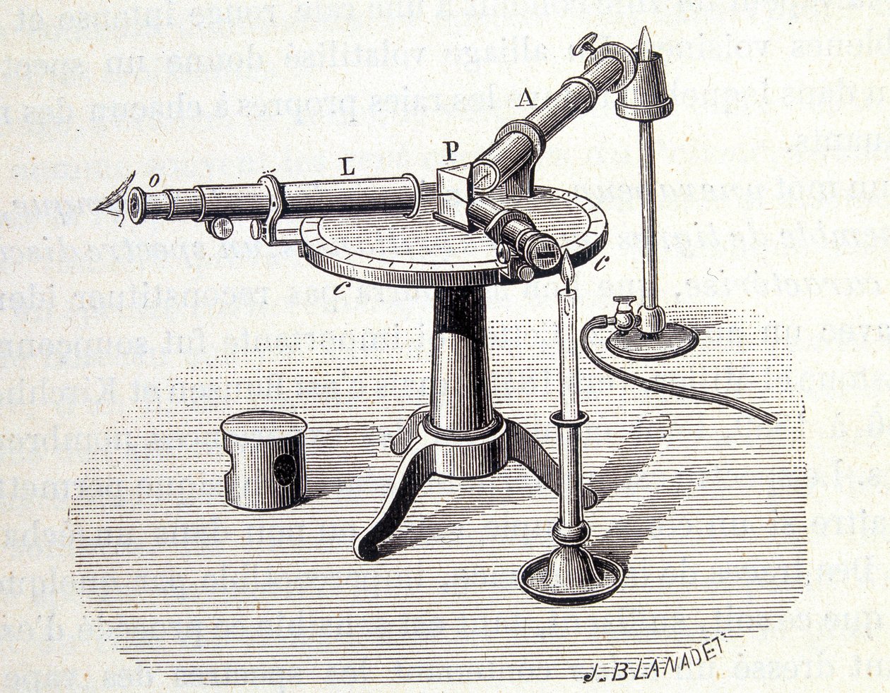 Espectroscopio Bunsen y Kirchoff - en “Física popular” por Emile Desbeaux, Flammarion de Unknown artist