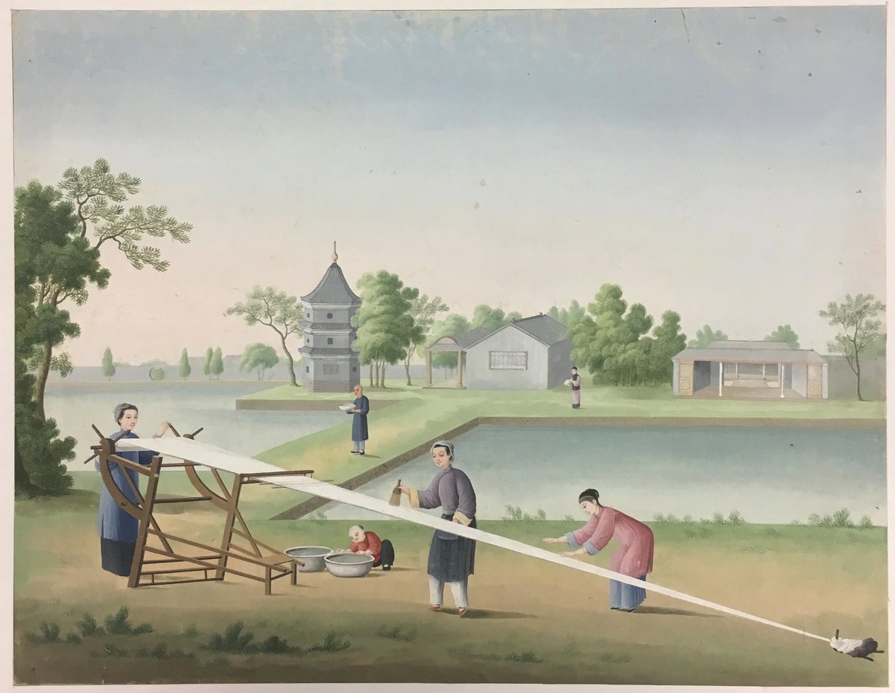 Hilado de tela, Preparación de las hojas de té, Preparación de la seda de Unknown artist