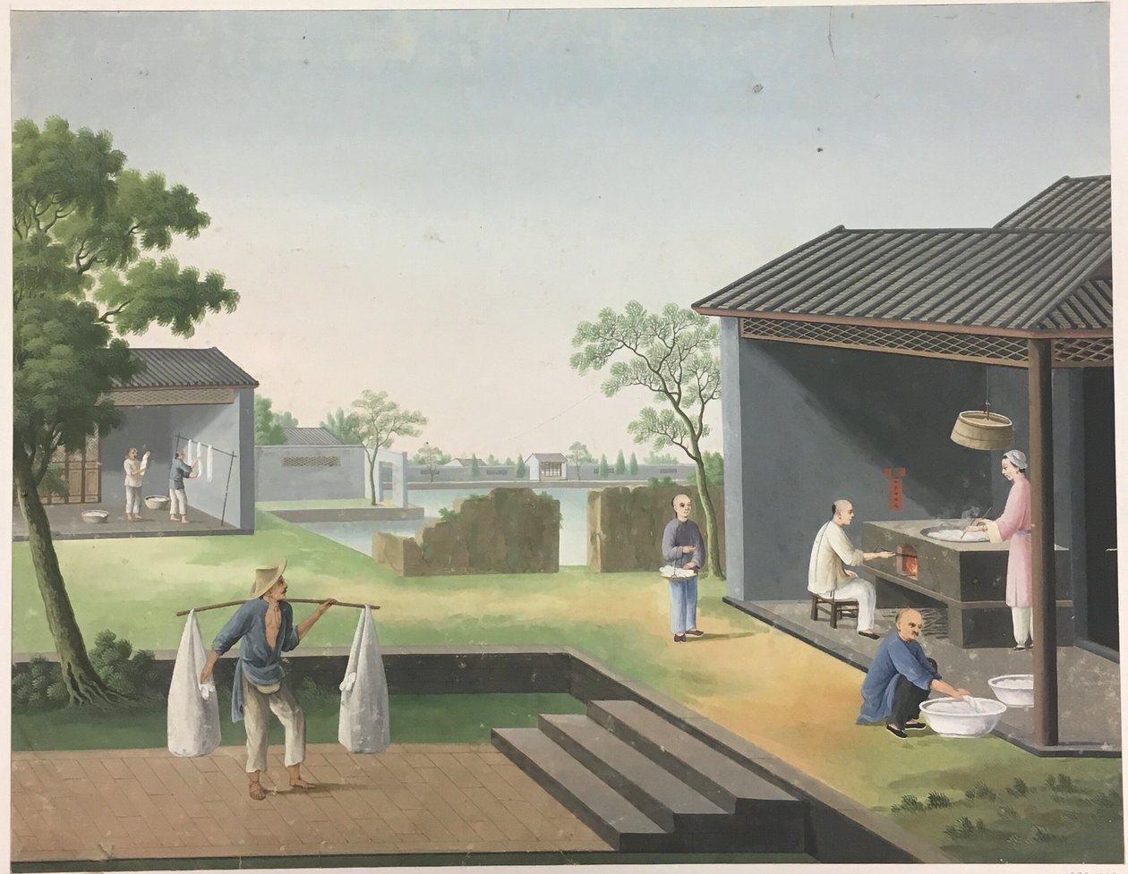 Hilado de tela, Preparación de las hojas de té, Preparación de la seda de Unknown artist