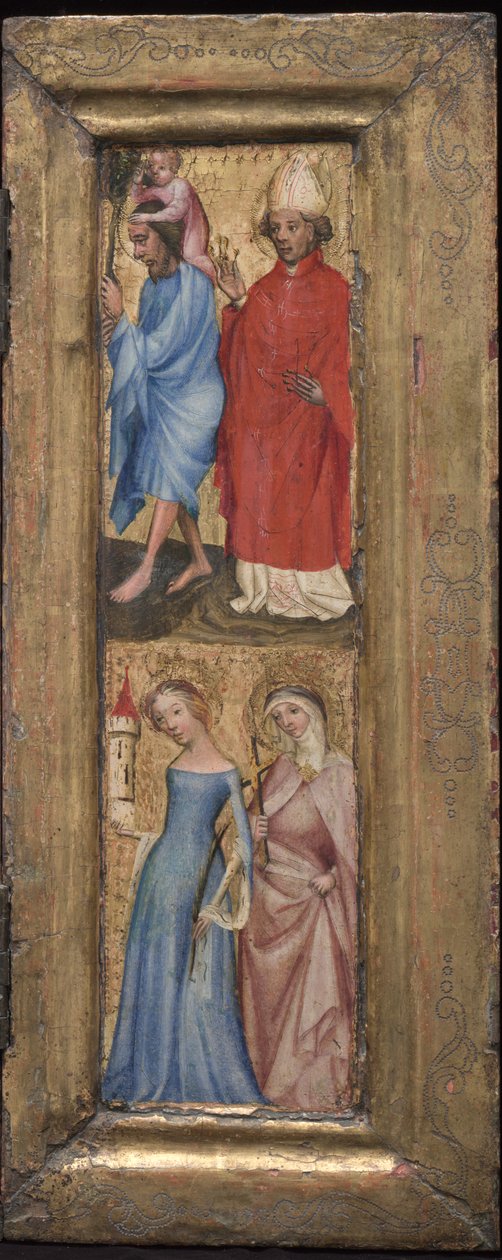 San Cristóbal y San Erasmo; Santa Bárbara y otra santa de Unknown artist