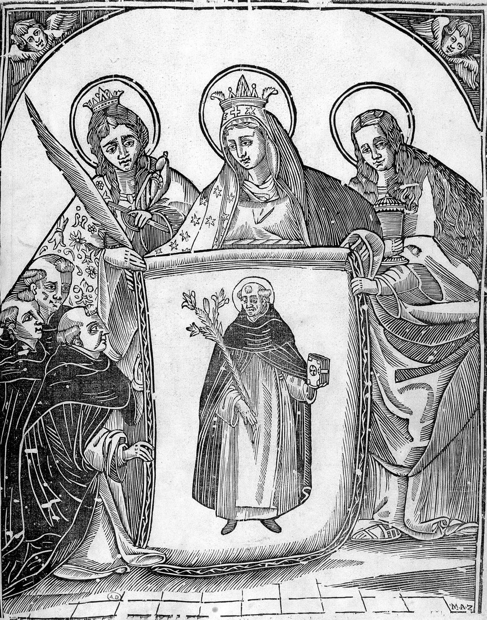 Santo Tomás de Aquino rodeado de santos de Unknown artist