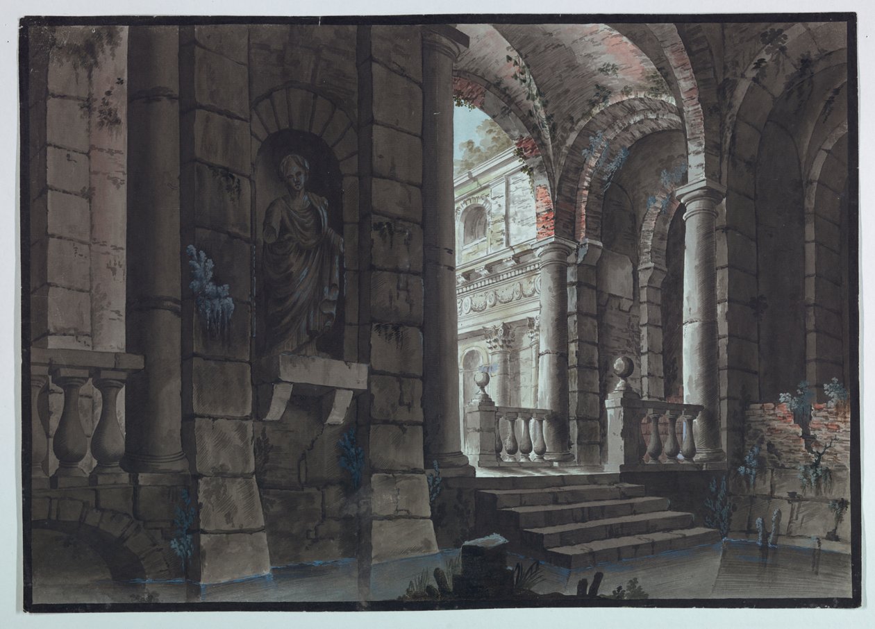 Diseño escénico, ruinas antiguas, interior de Unknown artist
