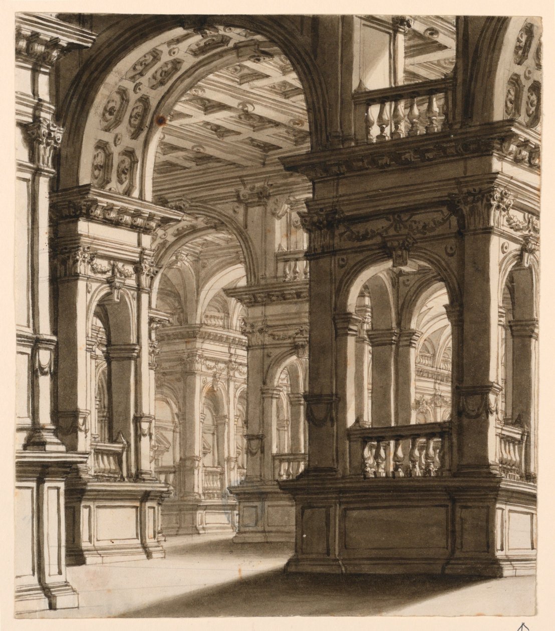 Diseño Escénico, Interior de un Pórtico Renacentista de Unknown artist