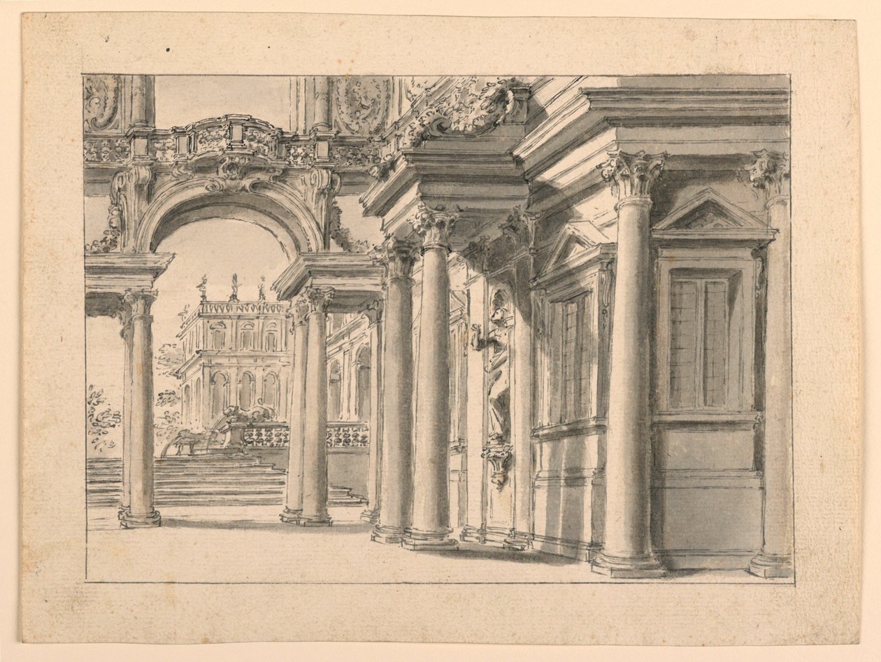 Diseño de escenario: Arquitectura del jardín del palacio de Unknown artist