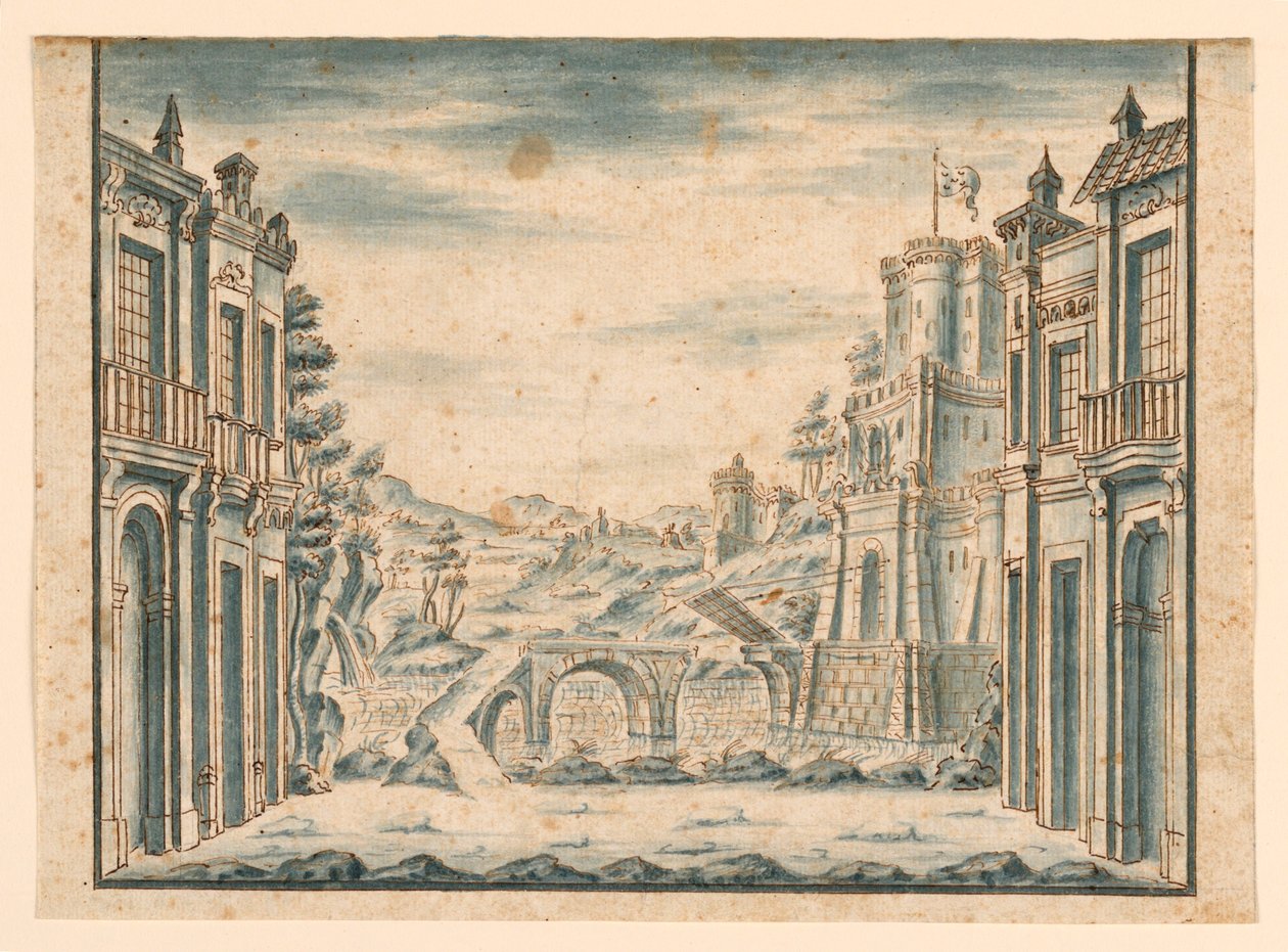 Diseño escénico, vista de la ciudad de Unknown artist