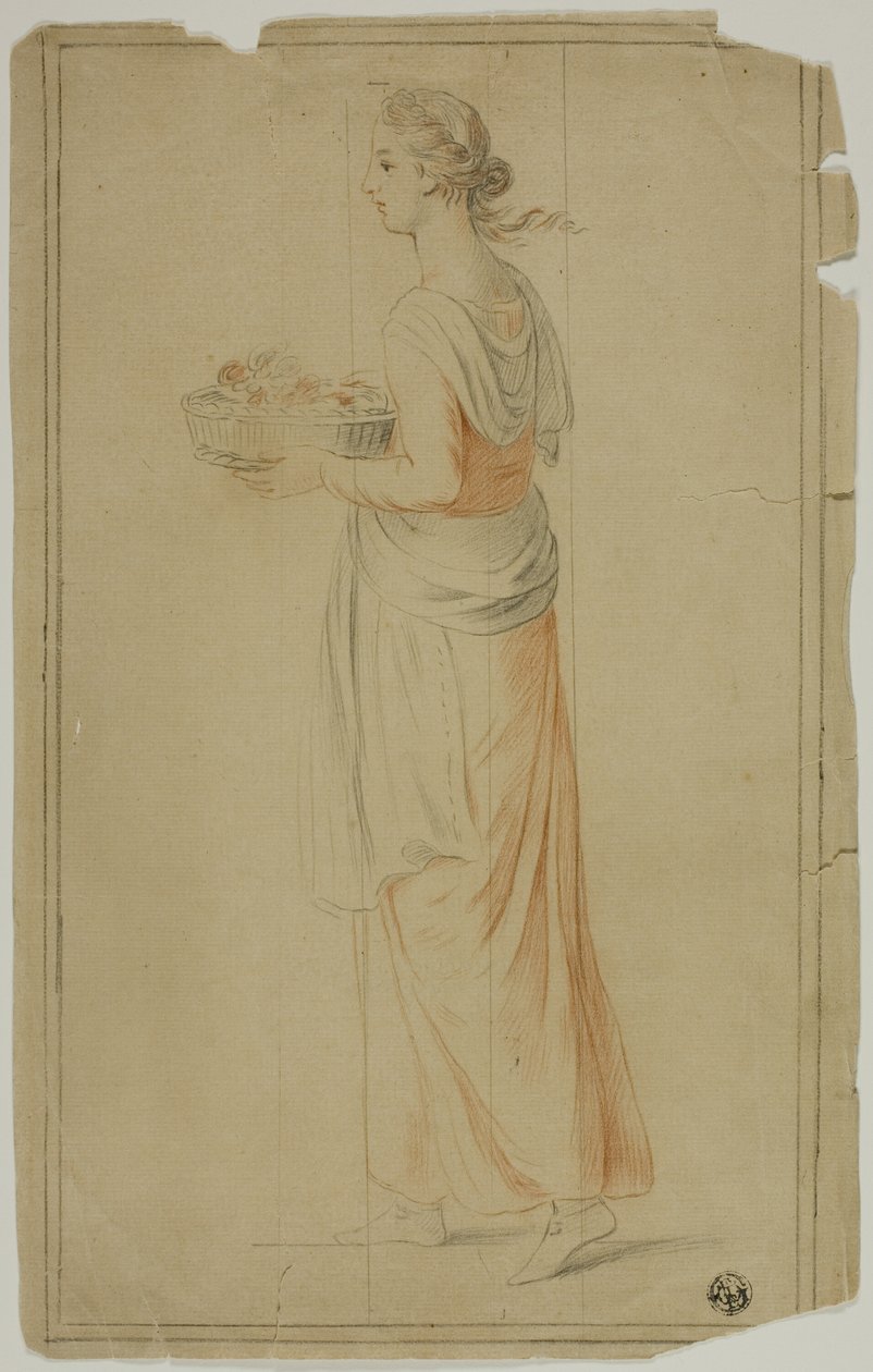 Niña de Pie Sosteniendo una Cesta de Unknown artist