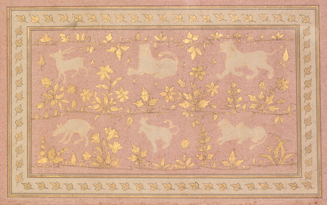 Escenas estarcidas de león y gacela (verso) de Unknown artist