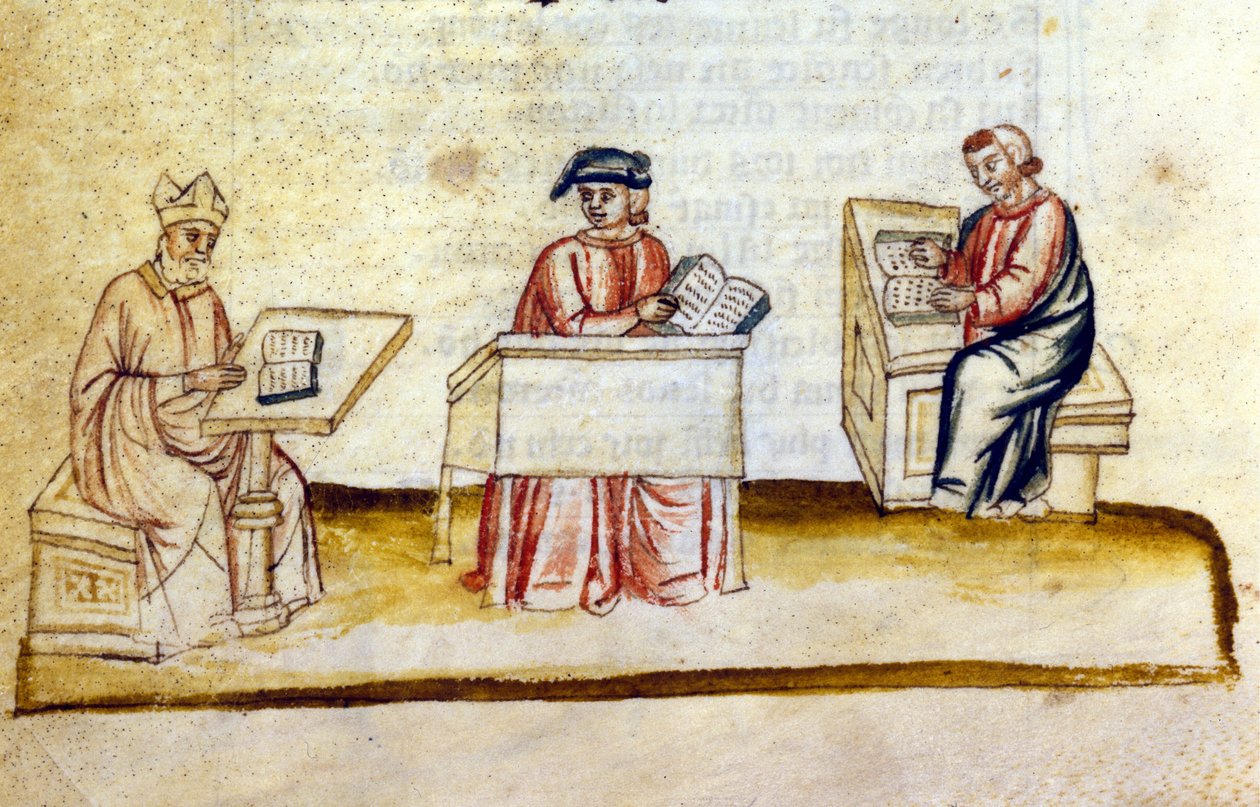 Sala de estudio en un monasterio. Siglo XIV. Bibl. Nazionale Marciana, Venecia de Unknown artist