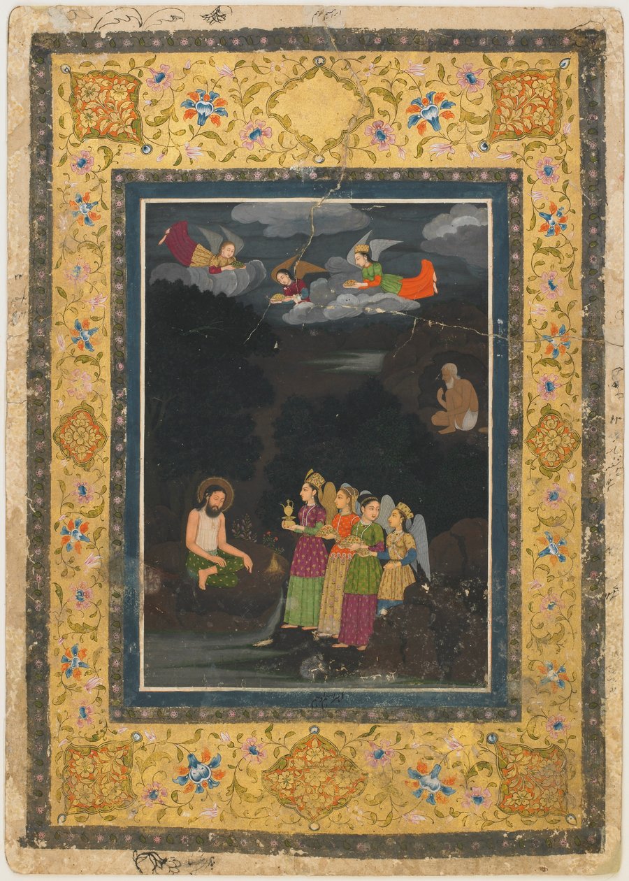 Sultán Ibrahim ibn Adham de Balkh visitado por ángeles de Unknown artist