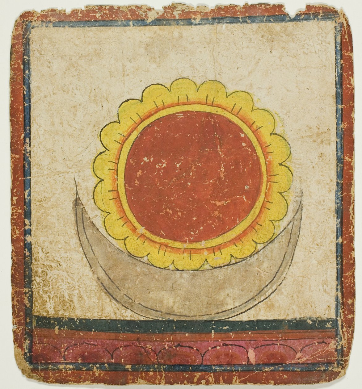 Sol, Luna y Loto en el Trono del Loto, de un juego de cartas de iniciación (Tsakali) de Unknown artist