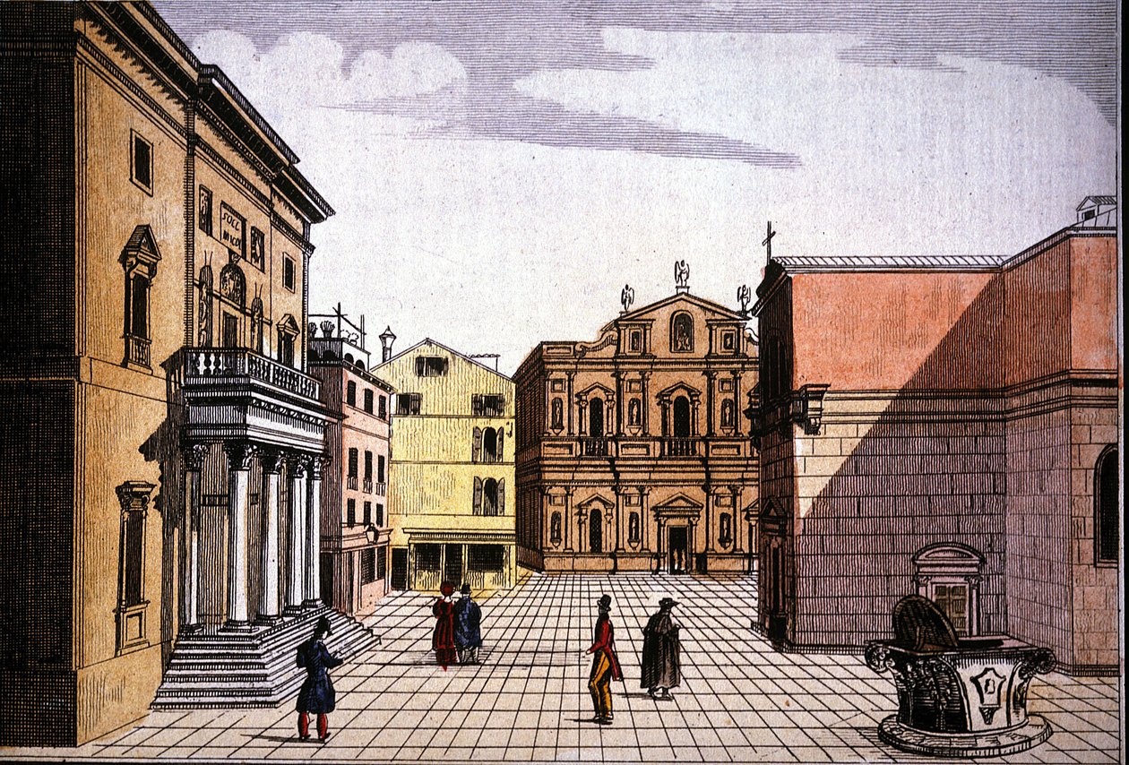Teatro La Fenice (El Fénix) (grabado coloreado) de Unknown artist