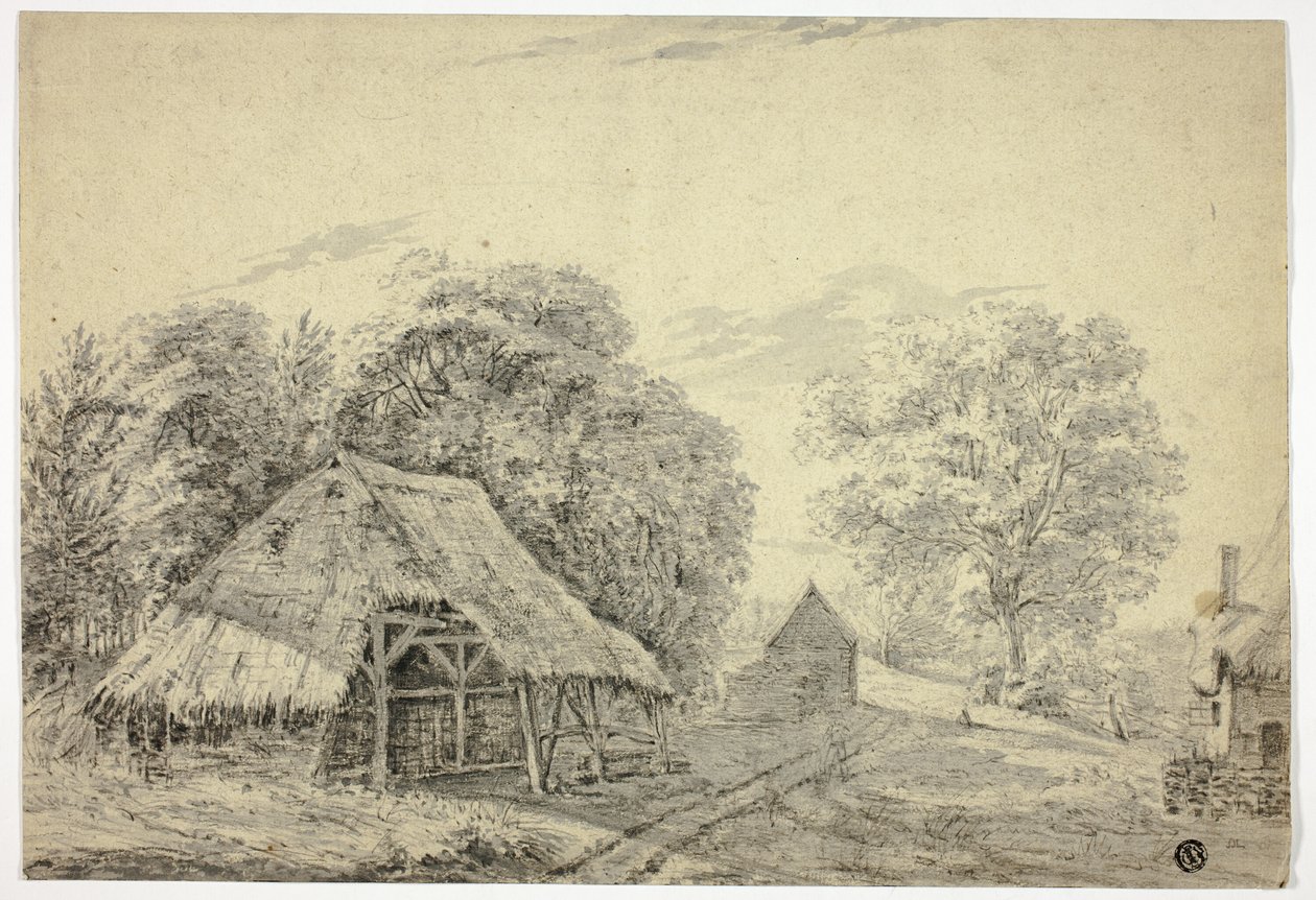 Cobertizo de paja en la granja de Unknown artist