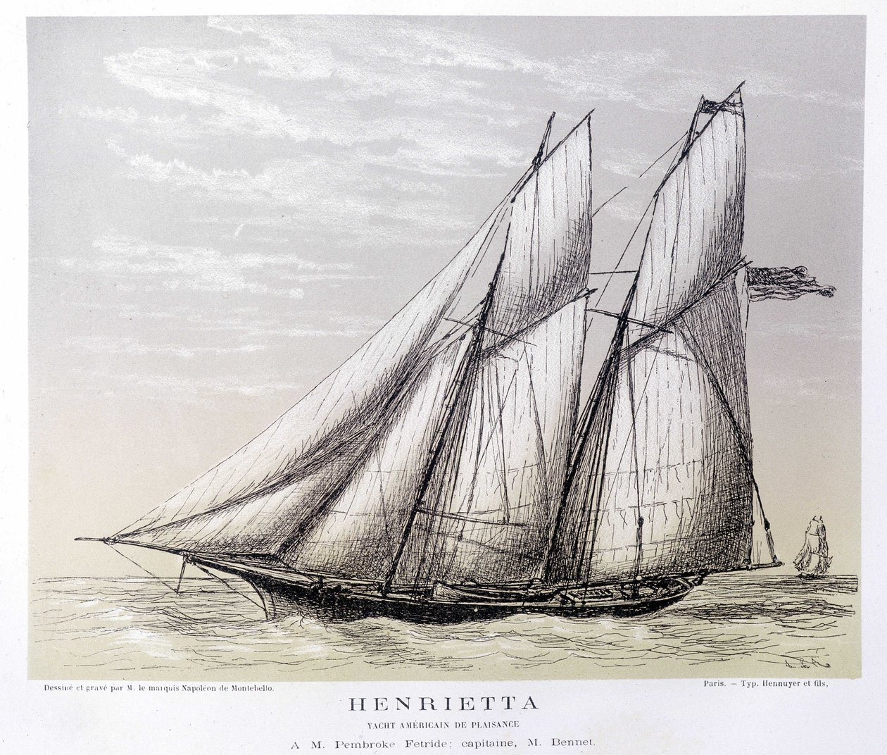 El yate americano Henrietta - en "El Centauro" de Unknown artist