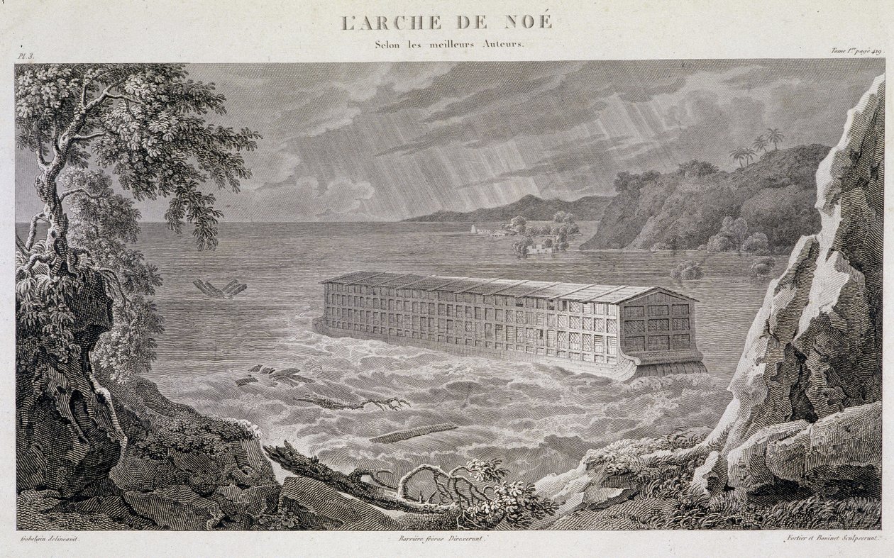 El Arca de Noé bajo el Diluvio - grabado por Fortier y Bovinet de Unknown artist