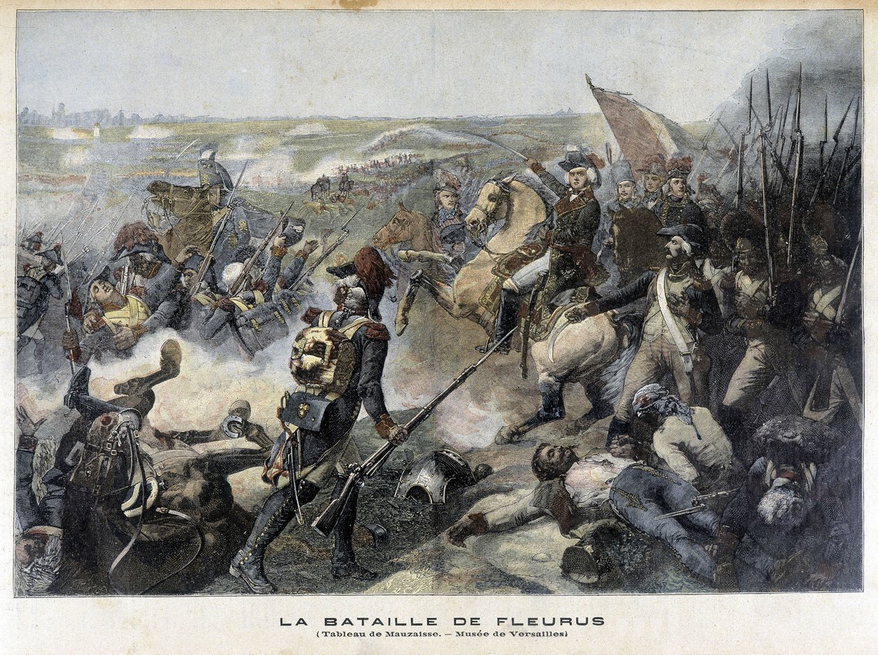 La Batalla de Fleurus (Bélgica 1794) según la pintura de Mauzaisse (Museo de Versalles). Ilustración del “Little Journal” de 1892. de Unknown artist
