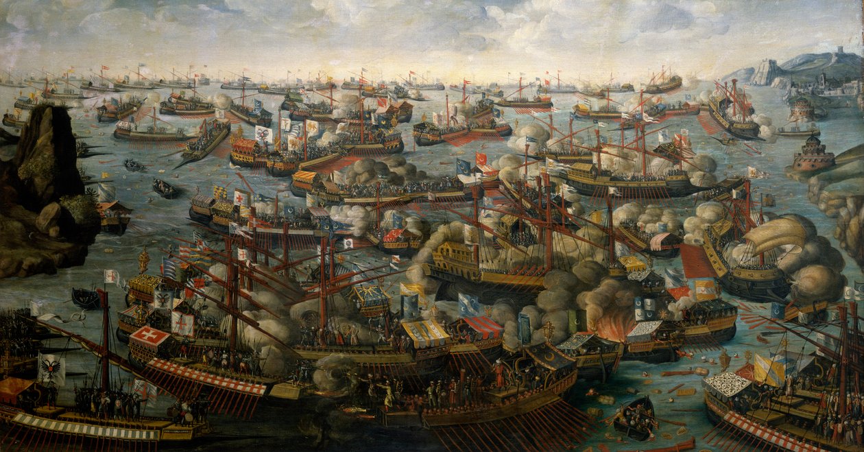 La batalla de Lepanto, 7 de octubre de 1571, finales del siglo XVI (óleo sobre lienzo) de Unknown artist