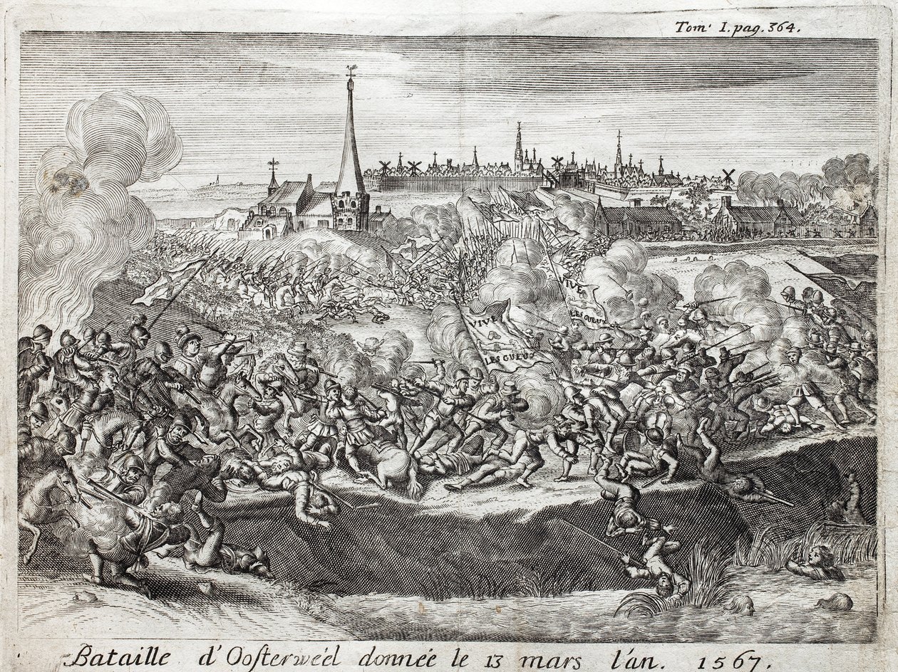 La Batalla de Oosterweel (Países Bajos, Países Bajos), celebrada el 13 de marzo de 1567, el primer enfrentamiento de la Guerra de los Ochenta (Ochenta) Años (1567-1648). Grabado para ilustrar 