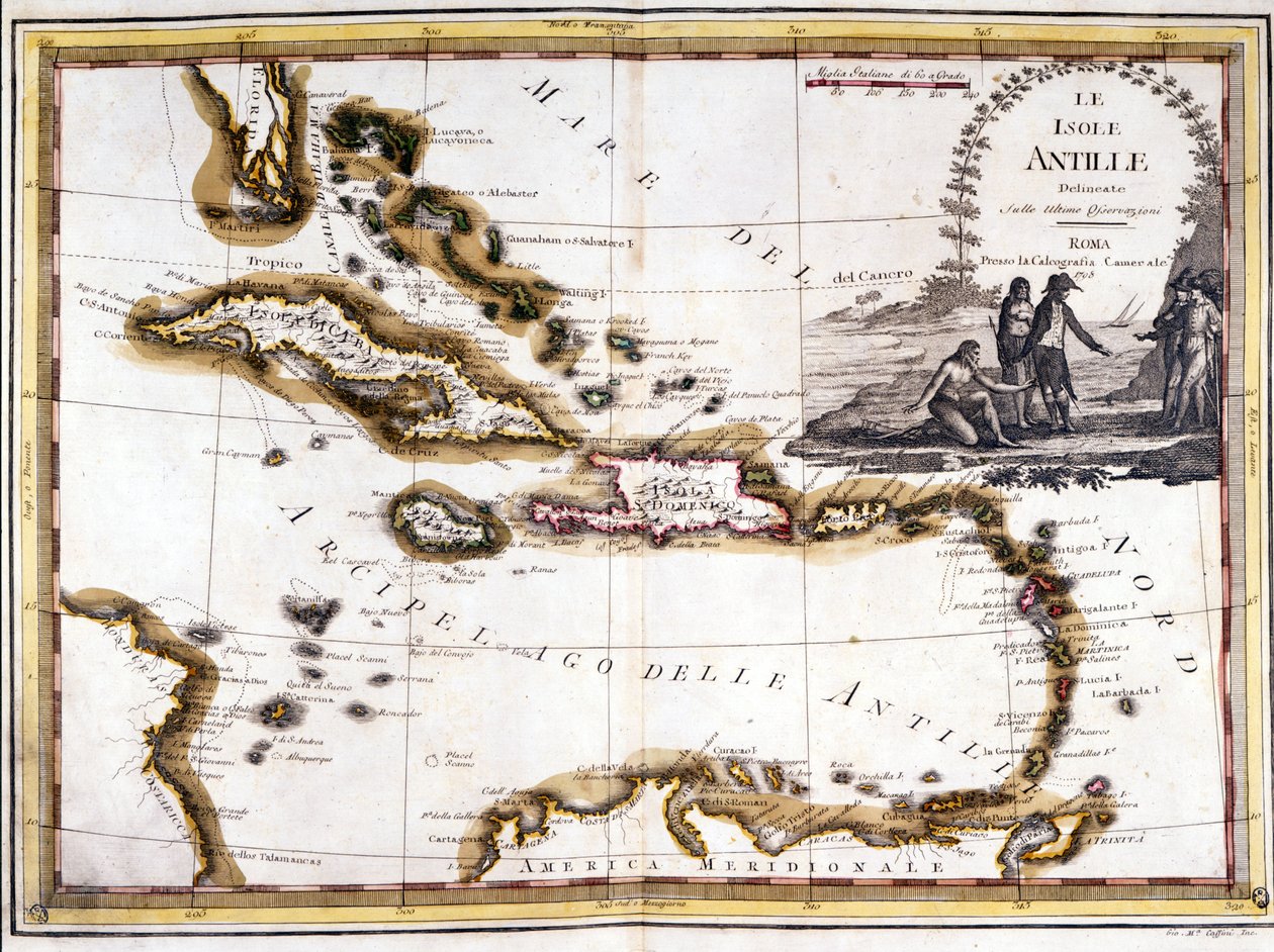 El archipiélago del Caribe, basado en un Atlas de 1798 de Unknown artist