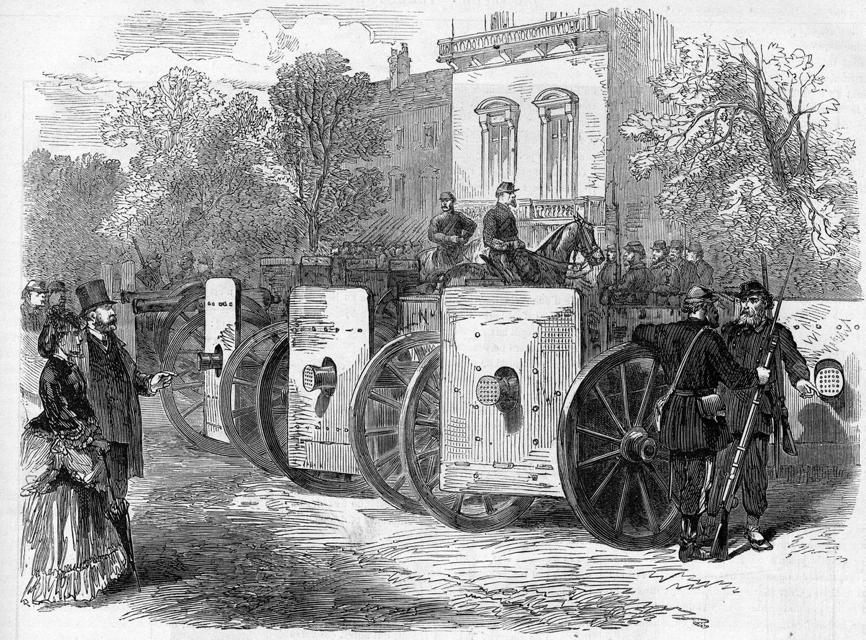 La Comuna de París en 1871. Ametralladora blindada utilizada por los federados (comuneros) de Unknown artist