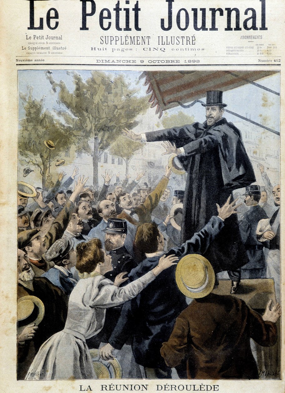 La reunión de Deroulede. Discurso de Paul Deroulede (1846-1914), uno de los fundadores de la Liga de Patriotas - en "El Pequeño Diario" de oct. 1898 de Unknown artist