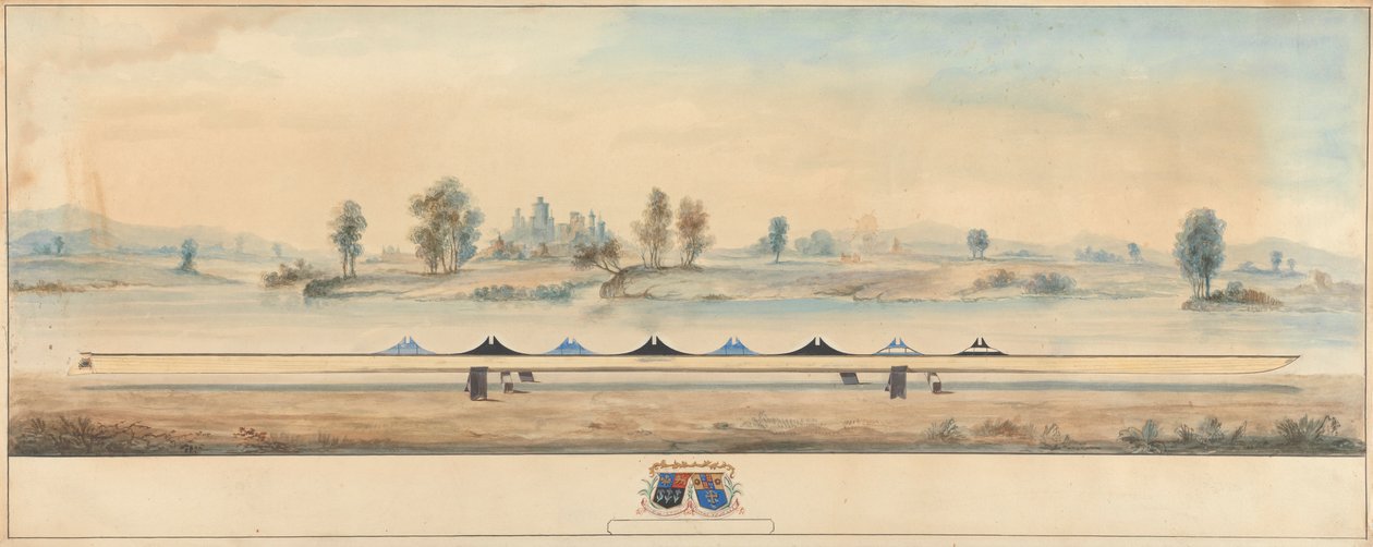 El barco de Eton en el camino de sirga del Támesis: Castillo de Windsor al fondo de Unknown artist