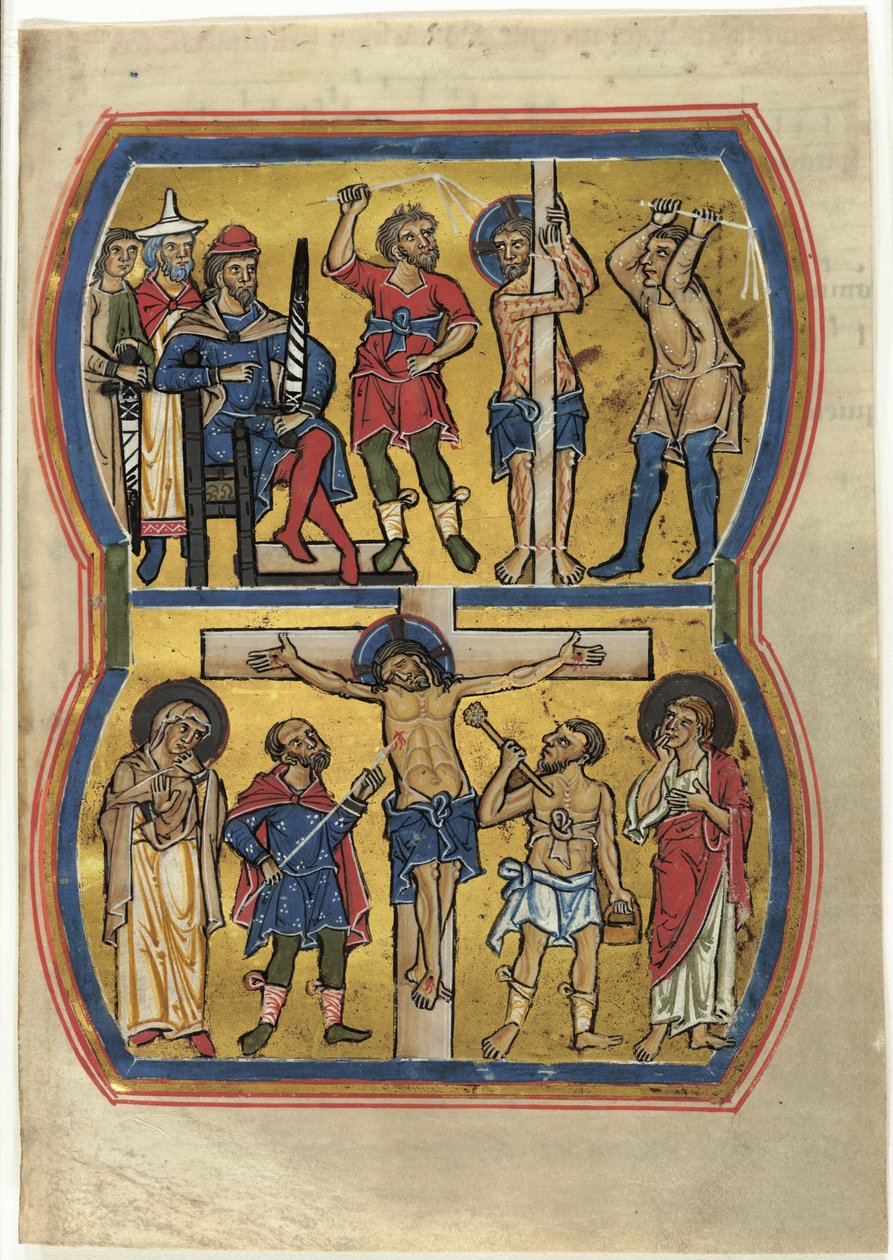 La flagelación y la crucifixión, de un salterio de Unknown artist