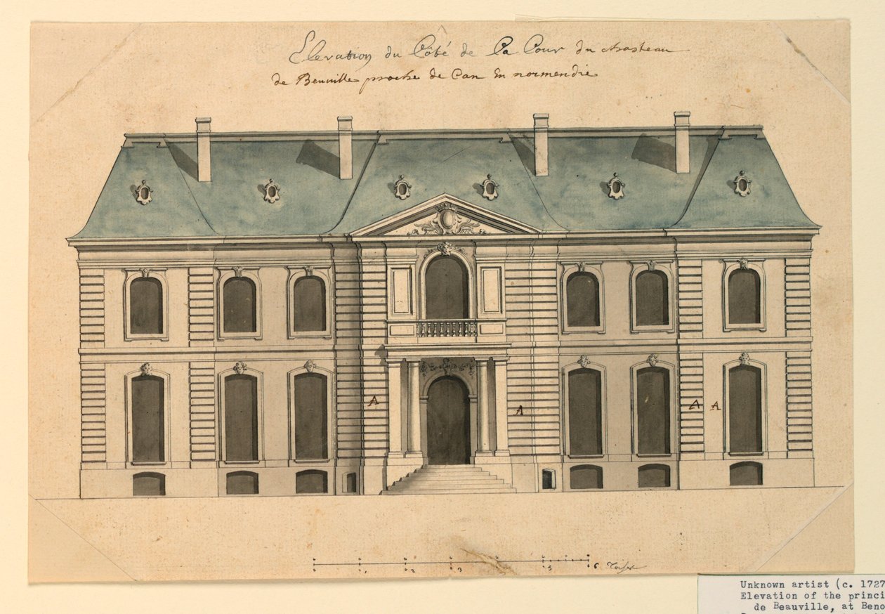 La elevación frontal de una villa en Benoille de Unknown artist