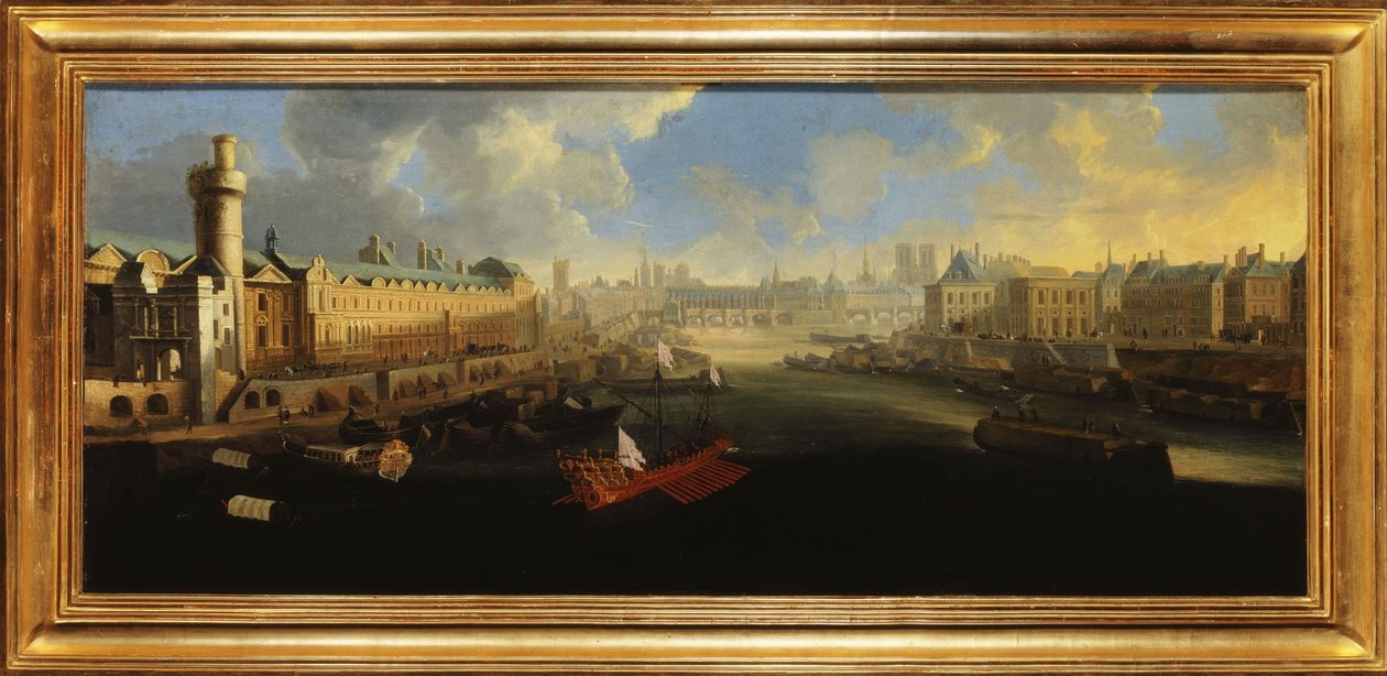 La Gran Galería del Louvre, con la Porte Neuve, el Pont-Neuf, la Cité, el Collège des Quatres-Nations en construcción y el Quai Malaquais, hacia 1665, entre 1665 y 1670 (óleo sobre lienzo) de Unknown artist
