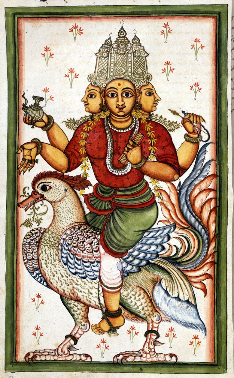 La deidad hindú Brahma. Página tomada del manuscrito 