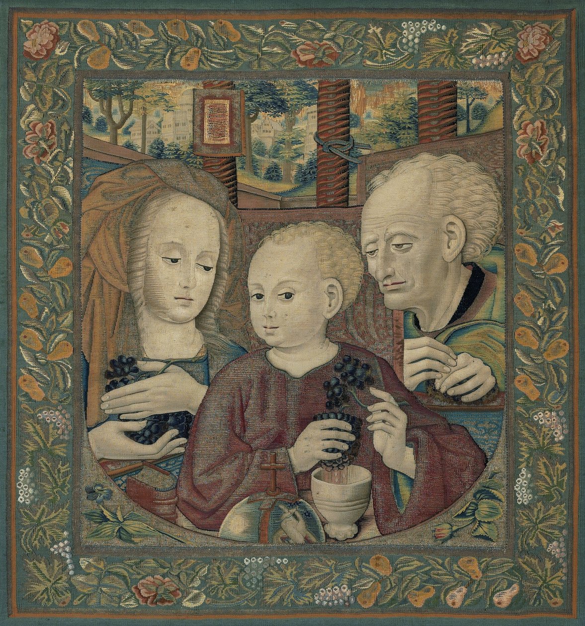 La Sagrada Familia con el Niño Jesús prensando el vino de la Eucaristía de Unknown artist